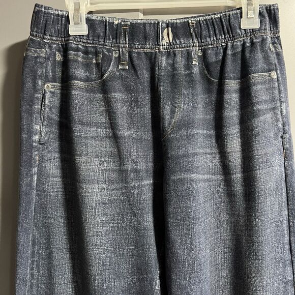 Rag & Bone Women Faux Denim Cotton Terry Miramar Jogger Pants Large Blue Lounge - Picture 2 of 7